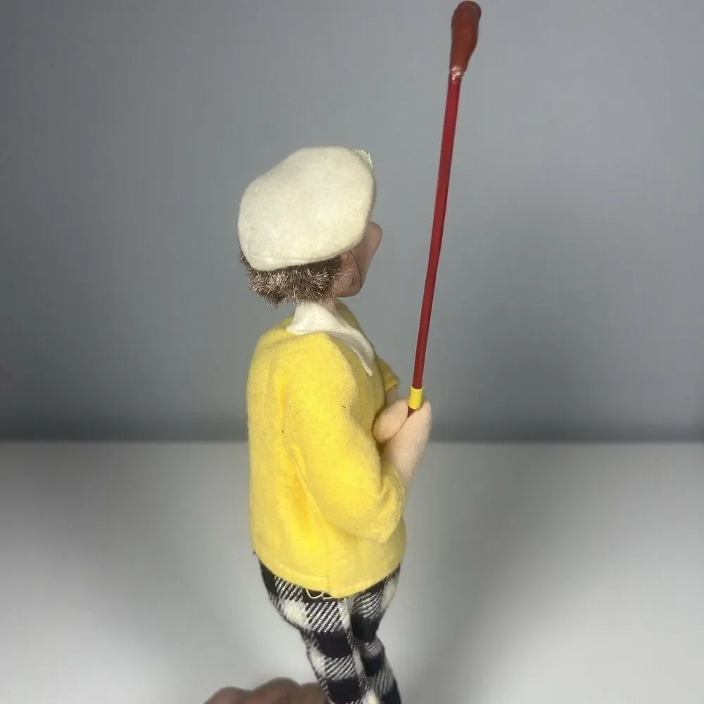 Rare Vintage Klumpe Roldan Doll Big Cap Golfer With Golf Club